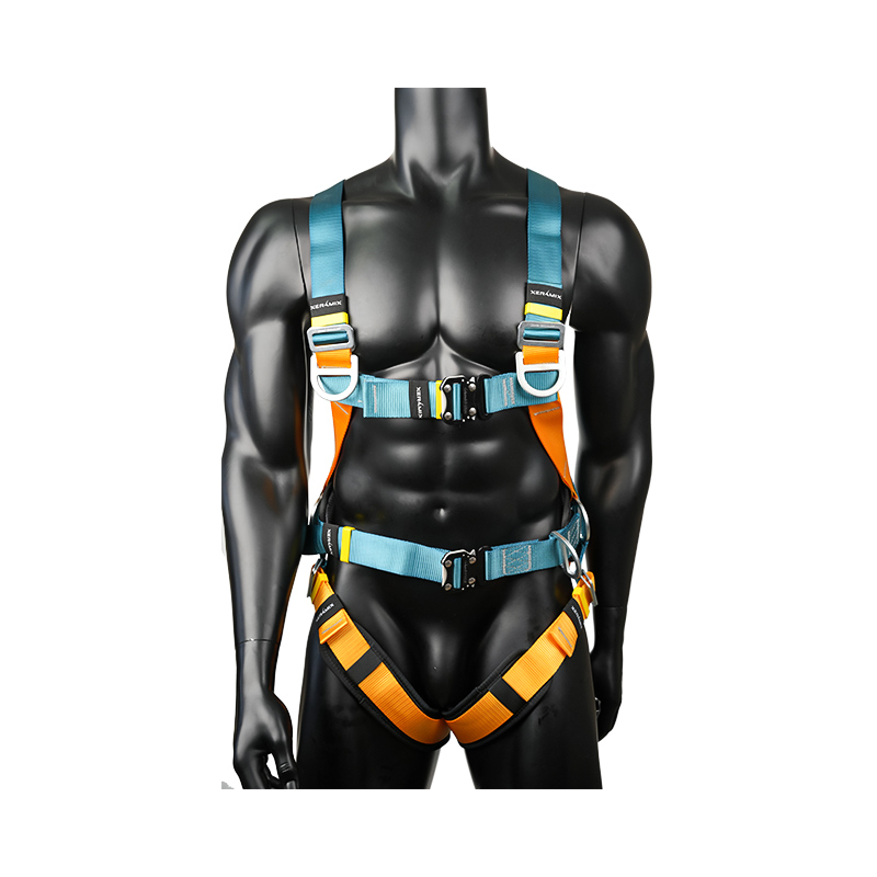 KA02 6 anéis D, 2 fivelas de liberação rápida, almofada de cintura grande arnês de segurança para telhado de construção de corpo inteiro