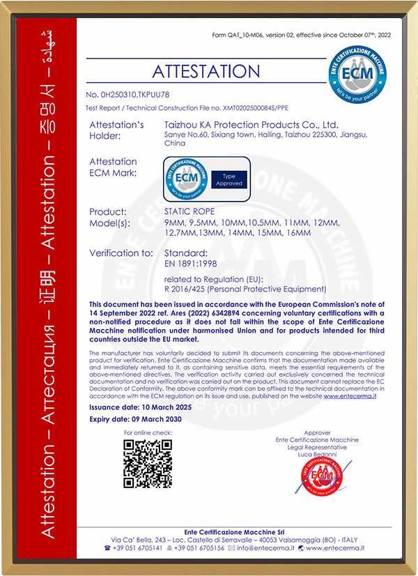 Certificado CE para corda